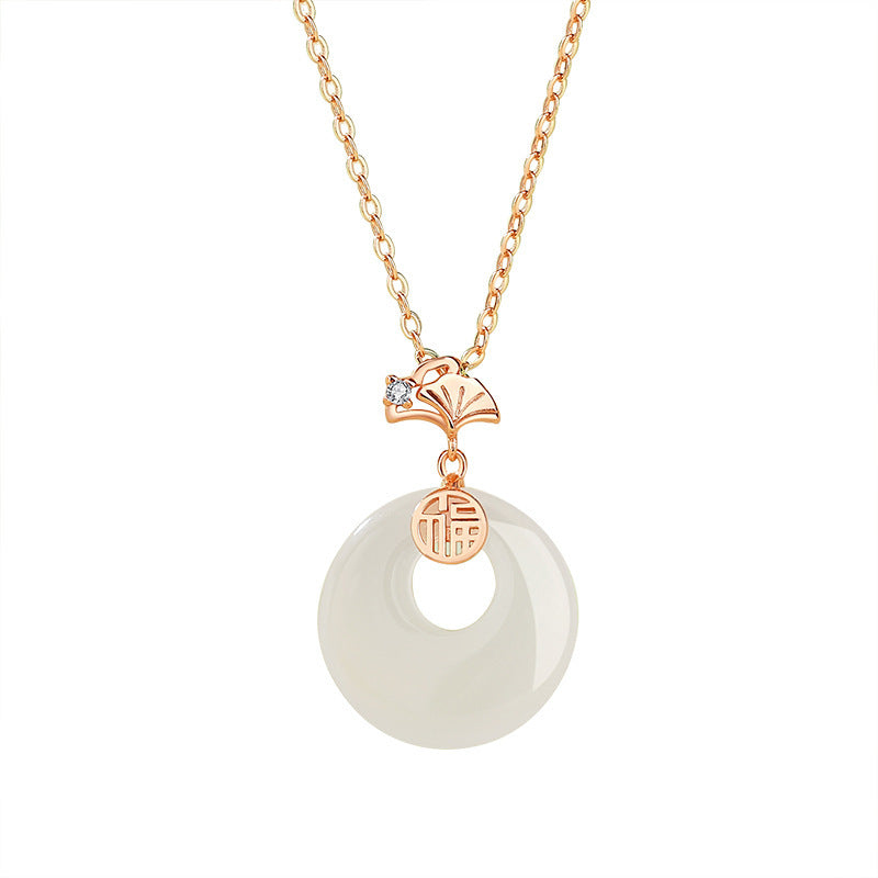 Apricot Girl Retro Blessing Safe Buckle Necklace