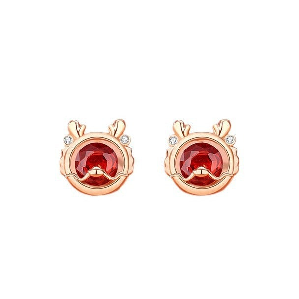 925 Sterling Silver Lucky Dragon Stud Earrings Female Birth Year