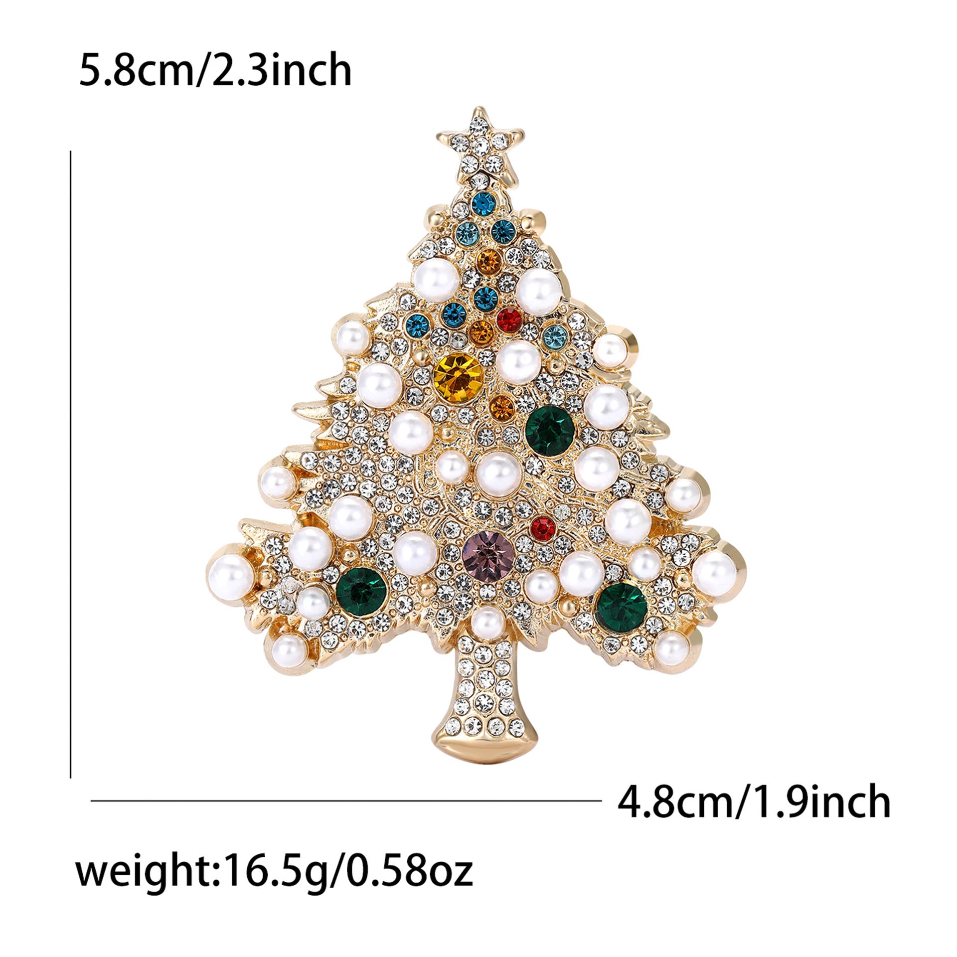 Alloy Rhinestone Pearl Christmas Tree Brooch