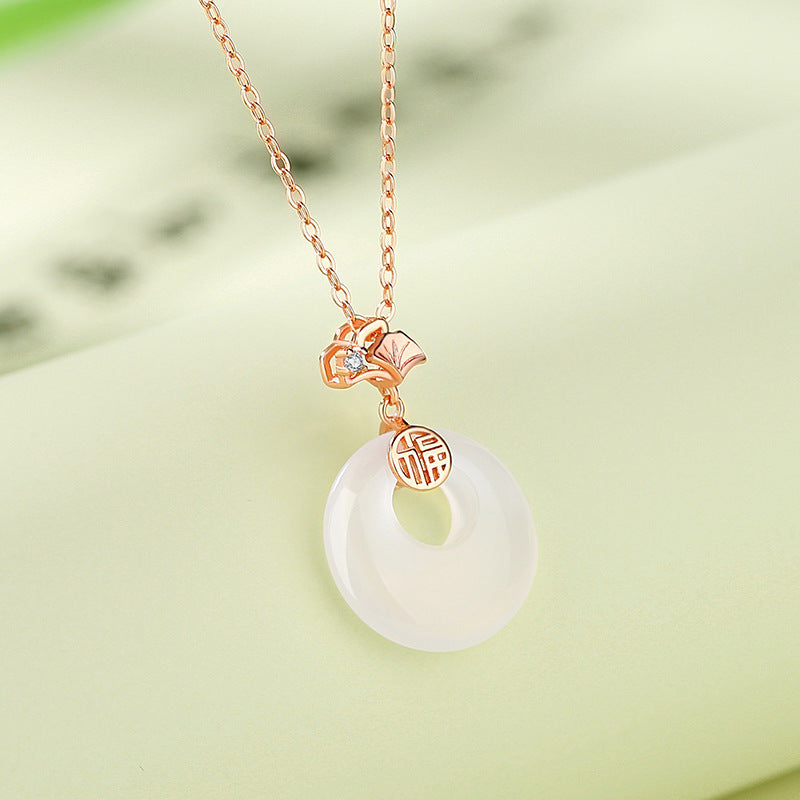 Apricot Girl Retro Blessing Safe Buckle Necklace