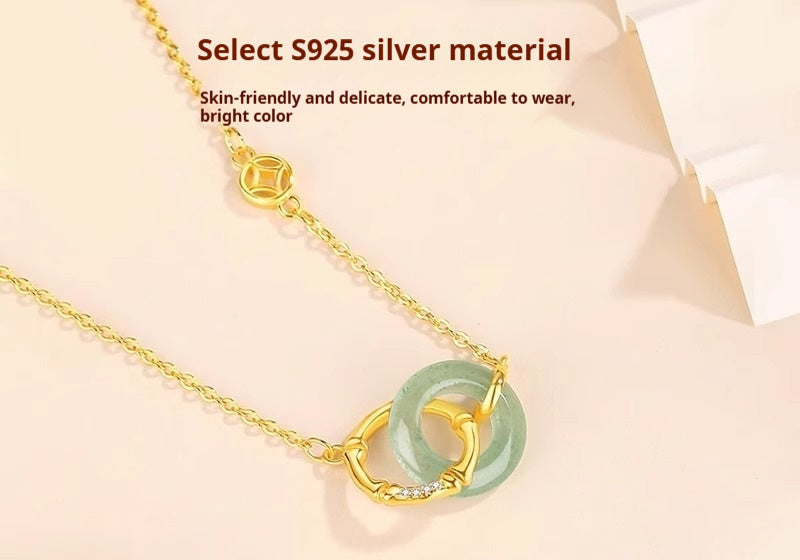 Women's Sterling Silver Bamboo Joint Peace Buckle Necklace