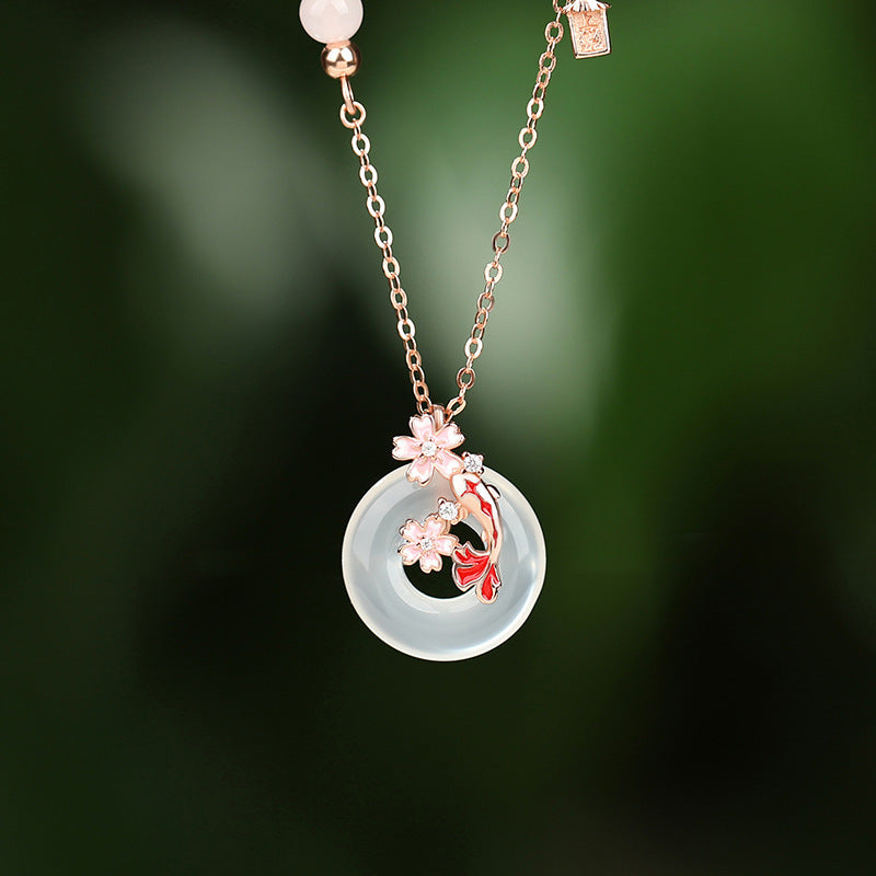 Koi Peace Buckle Necklace Women's Sterling Silver Pendant