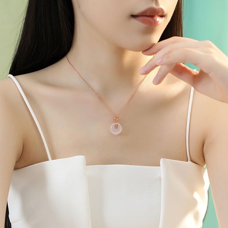 Apricot Girl Retro Blessing Safe Buckle Necklace