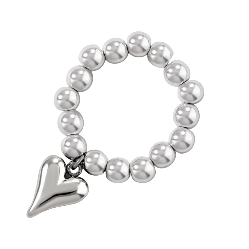 Handmade Beaded Elastic String Love Ring For Women