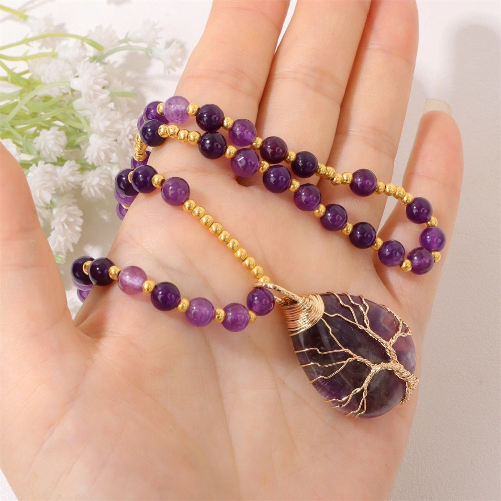 Stone Pendant Elastic String Men's And Women's Necklaces Seaside Beach Style