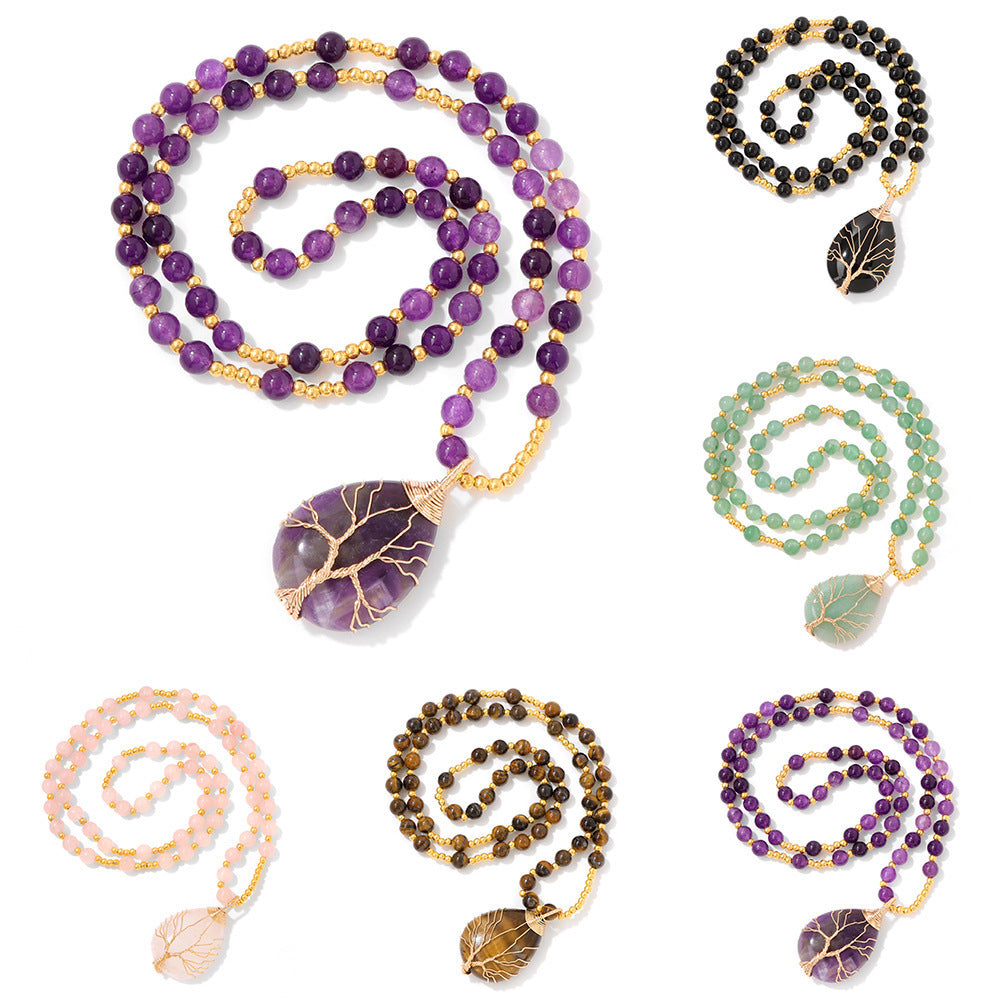 Stone Pendant Elastic String Men's And Women's Necklaces Seaside Beach Style
