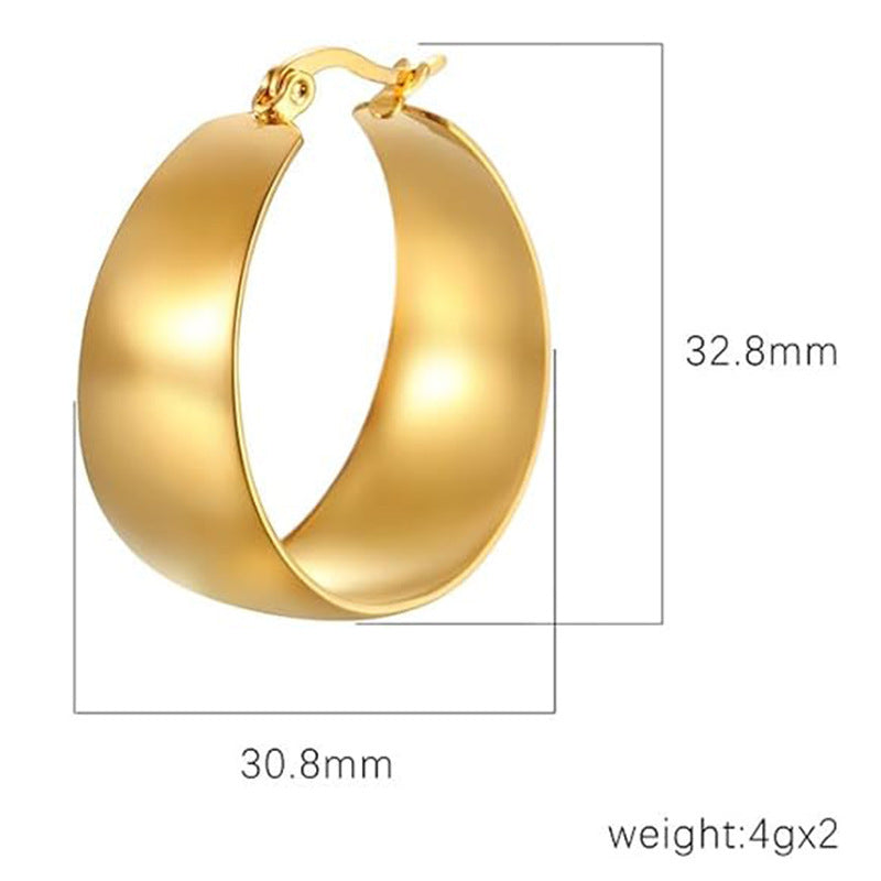 Widened Curved Stainless Steel Ear High-grade Titanium Steel Earrings