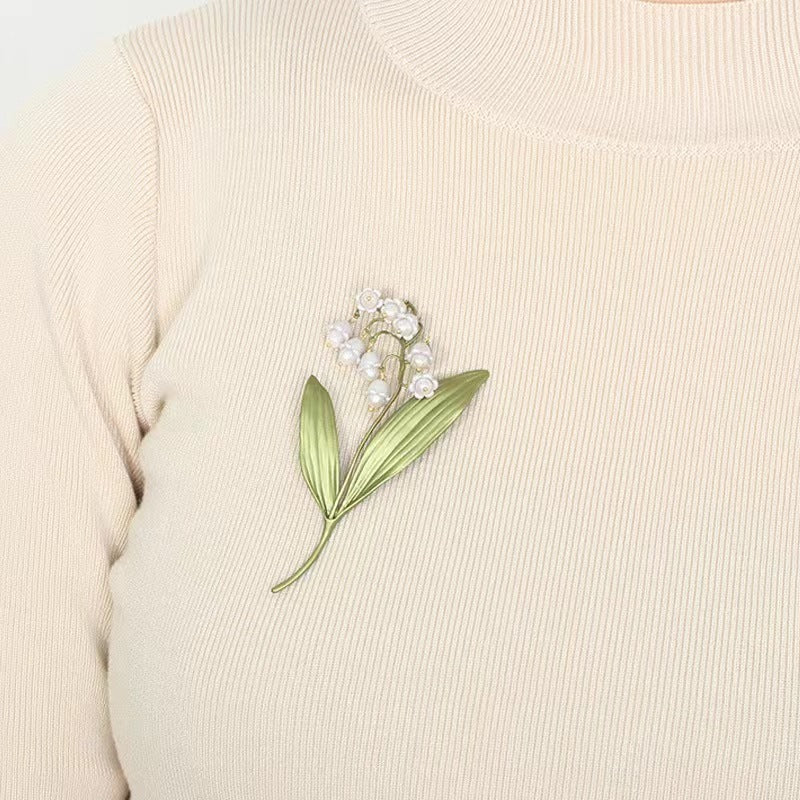 European And American Temperament Lily Brooch Female Valley Lily Green