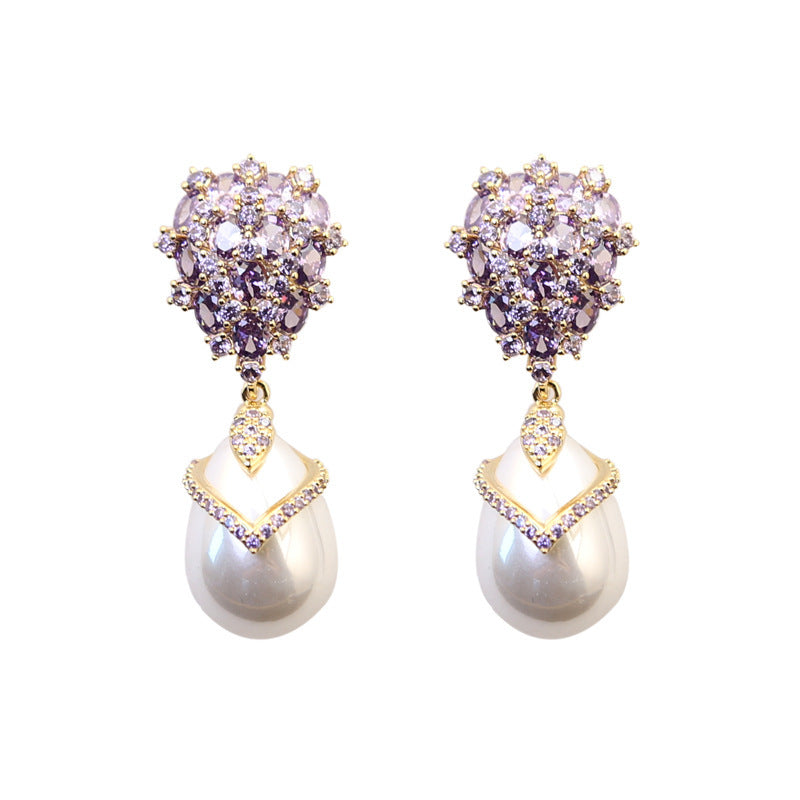 Women's Inlaid Drop-shaped Pearl Earrings