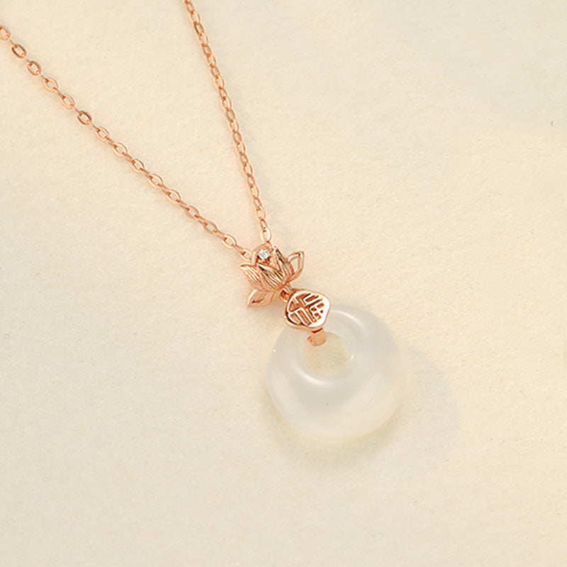 Apricot Girl Retro Blessing Safe Buckle Necklace