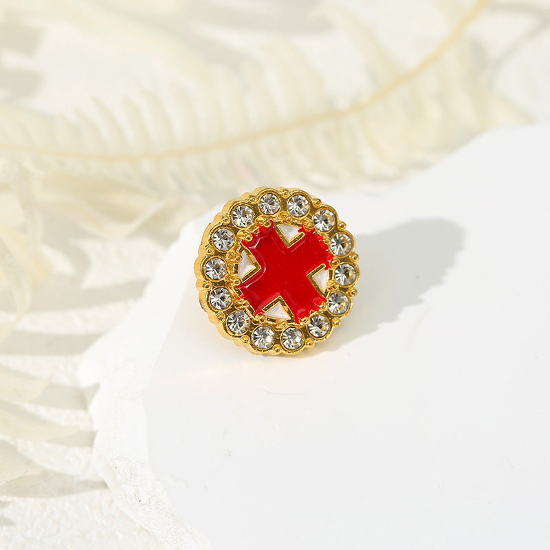 Alloy Cross Brooch, Retro And Personalized Anti Glare Pin