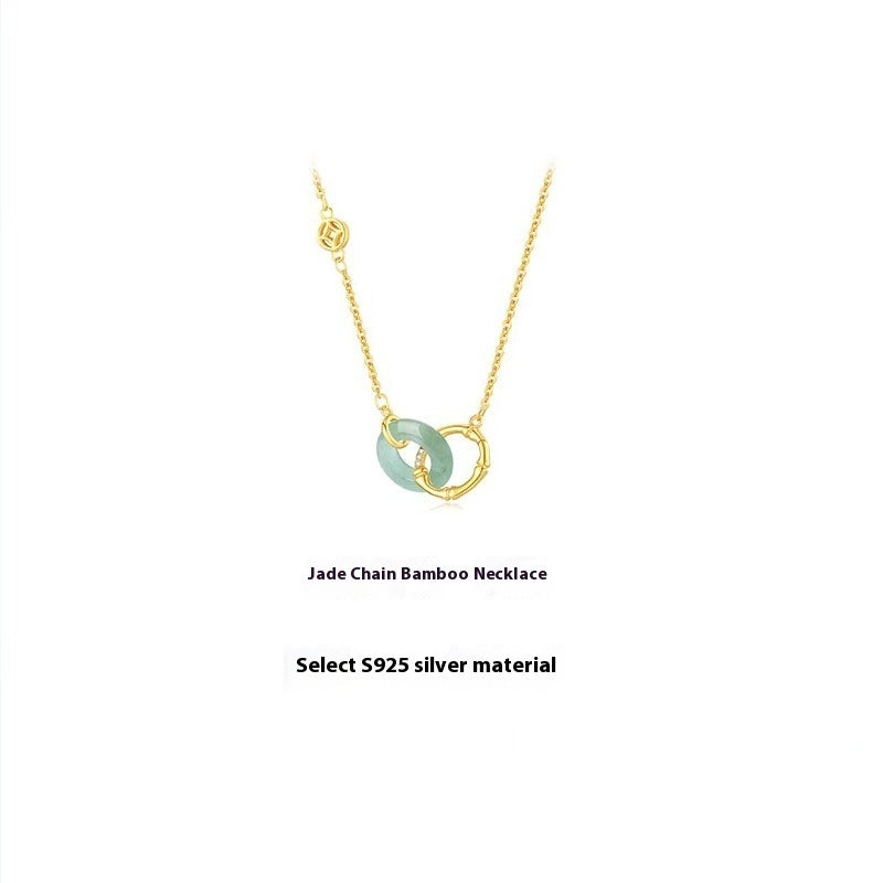 Women's Sterling Silver Bamboo Joint Peace Buckle Necklace