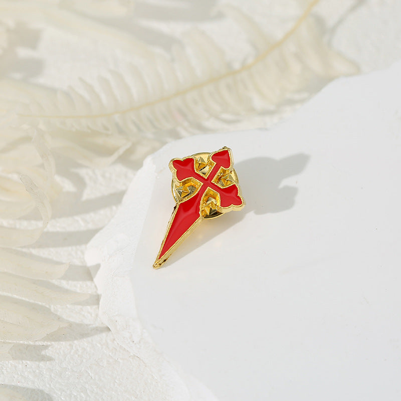 Alloy Cross Brooch, Retro And Personalized Anti Glare Pin