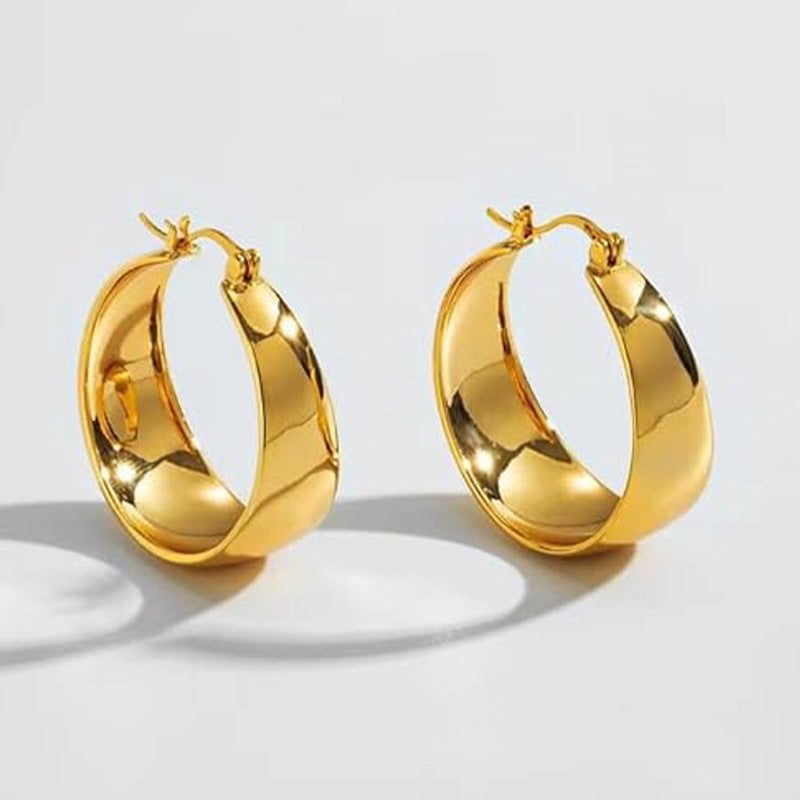 Widened Curved Stainless Steel Ear High-grade Titanium Steel Earrings