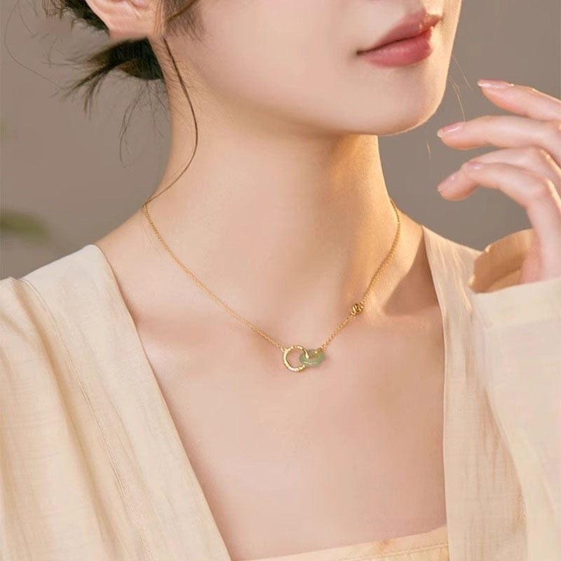Women's Sterling Silver Bamboo Joint Peace Buckle Necklace