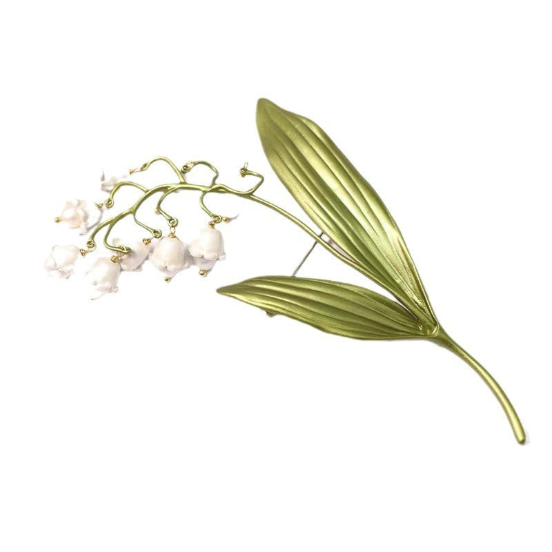 European And American Temperament Lily Brooch Female Valley Lily Green