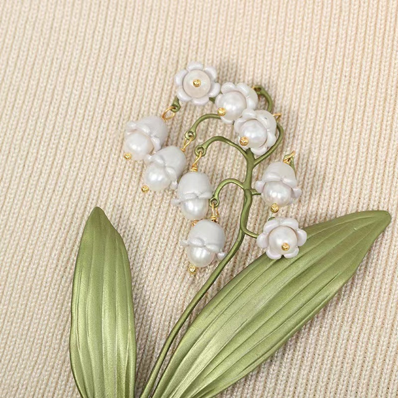 European And American Temperament Lily Brooch Female Valley Lily Green