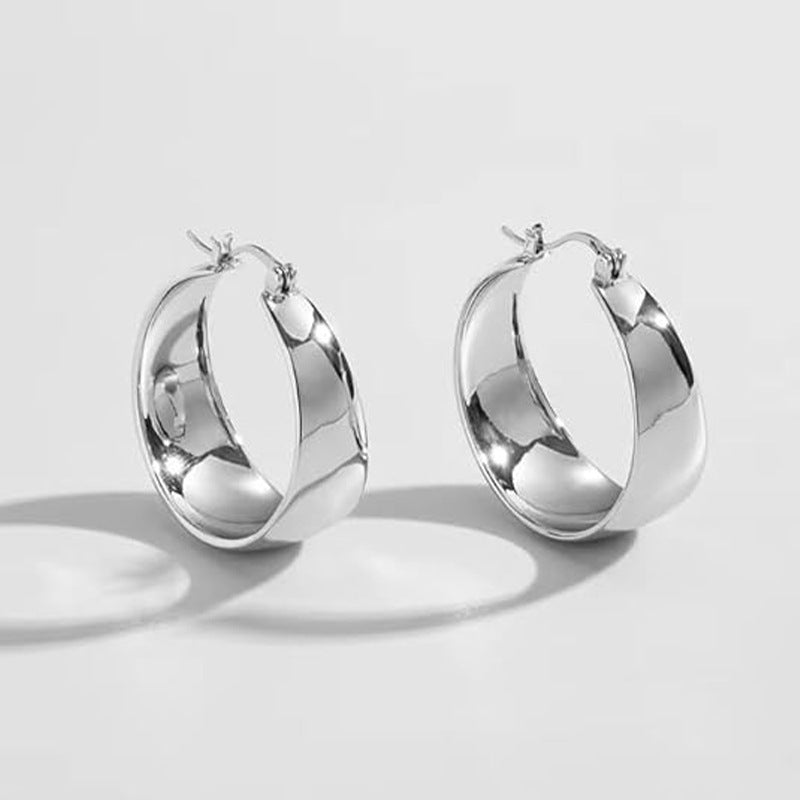 Widened Curved Stainless Steel Ear High-grade Titanium Steel Earrings