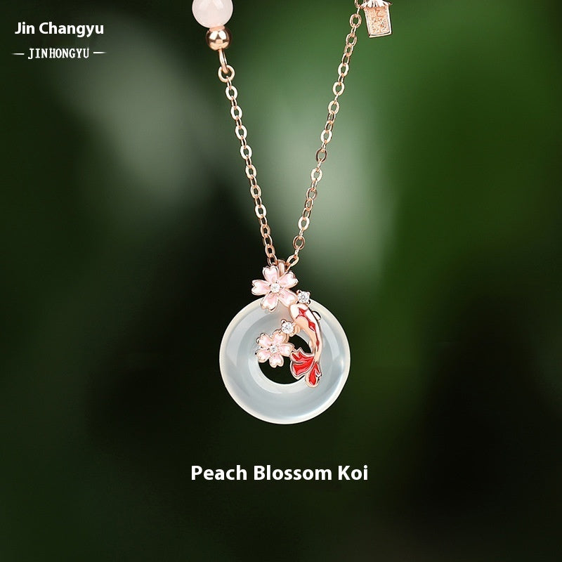 Koi Peace Buckle Necklace Women's Sterling Silver Pendant