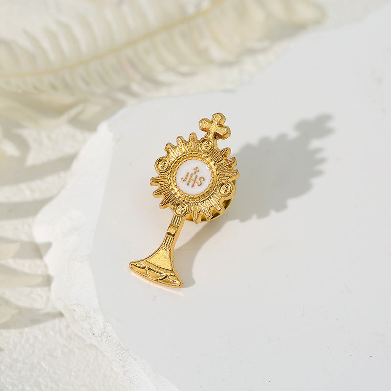 Alloy Cross Brooch, Retro And Personalized Anti Glare Pin